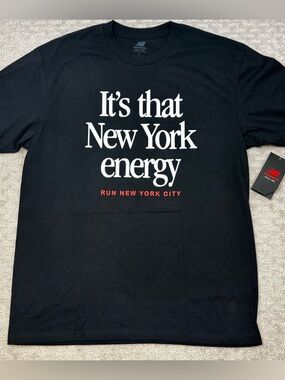 New Balance NYRR New York Energy Run NY T Shirt Tee Black Mens Size L Road Run